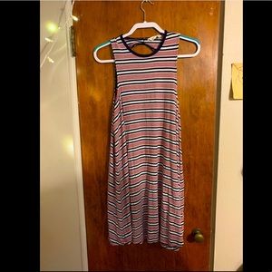 Swing dress. Red, navy, white striped